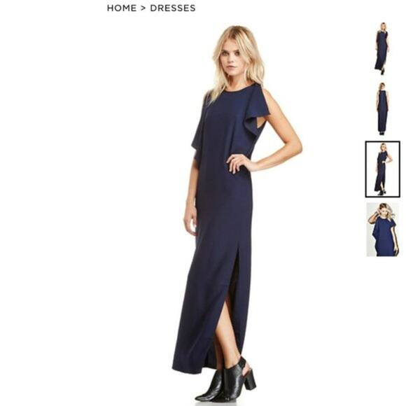 Revolve Blaque Label Maxi Dress Navy Flutter Winged M - Picture 14 of 15